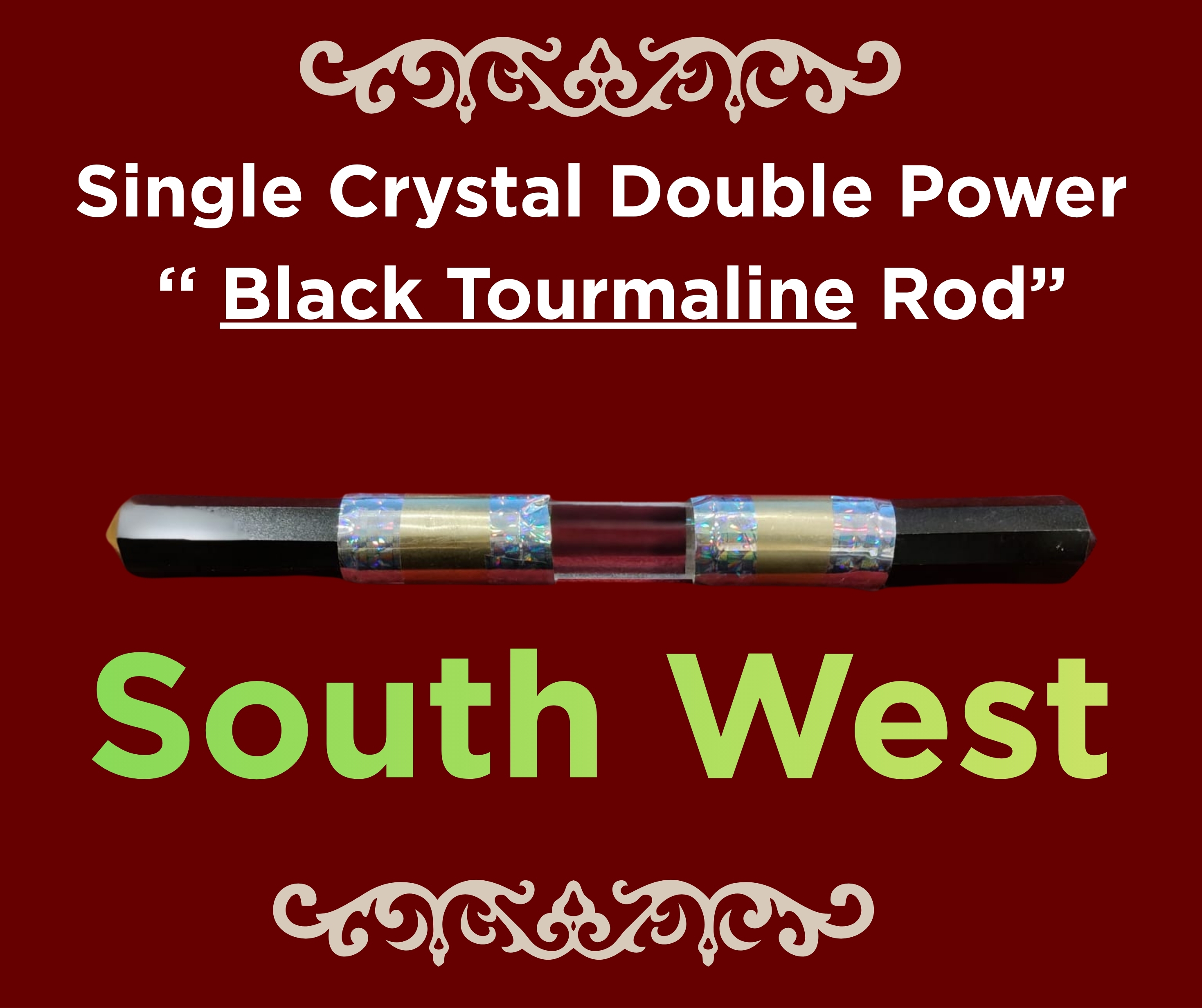 Single Crystal Double Power “Black Tourmaline” Rod